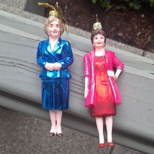 Cody Foster Blown Glass Golden Girls Ornaments Blanche and Rose